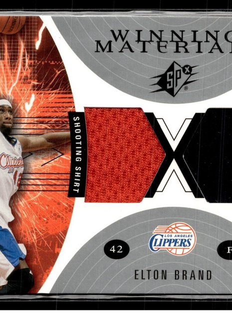 2002-03 SPX WINNING MATERIALS DUAL JERSEY RELIC ELTON BRAND CLIPPERS