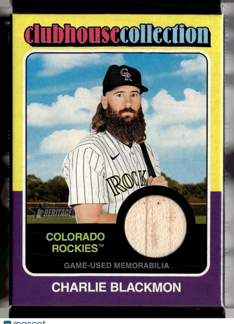 2024 HERITAGE CLUBHOUSE COLLECTION BAT RELIC CHARLIE BLACKMON ROCKIES