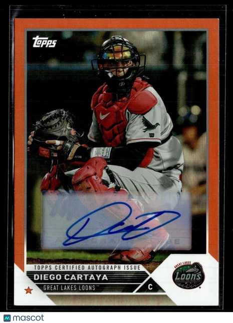 2023 PRO DEBUT ORANGE FOIL /25 AUTO 169 Diego Cartaya - Great Lakes Loons