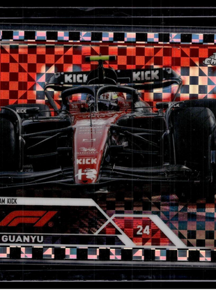 2023 TOPPS CHROME FORMULA 1 F1 BLACK WHITE CHECKER FLAG ZHOU GUANYU