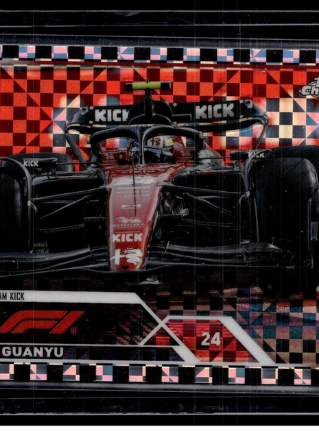 2023 TOPPS CHROME FORMULA 1 F1 BLACK WHITE CHECKER FLAG ZHOU GUANYU