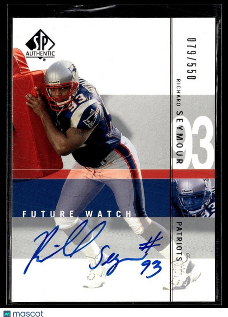 2001 SP AUTHENTIC ROOKIE /550 FUTURE WATCH AUTO RICHARD SEYMOUR PATRIOTS