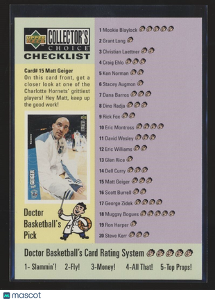 1995-96 UD COLLECTORS CHOICE CHECKLIST MATT GEIGER MICHAEL JORDAN