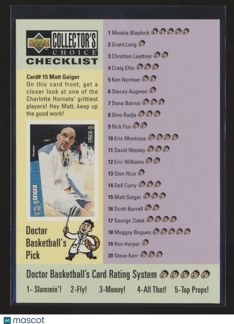 1995-96 UD COLLECTORS CHOICE CHECKLIST MATT GEIGER MICHAEL JORDAN