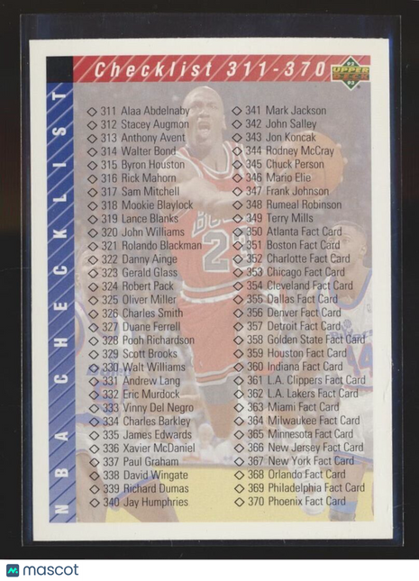 1992-93 UPPER DECK CHECKLIST #419 MICHAEL JORDAN BULLS