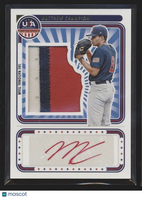 2024 STARS STRIPES GOLD RED INK 3 COLOR SILO /5 JERSEY AUTO MATTHEW CHAMPION
