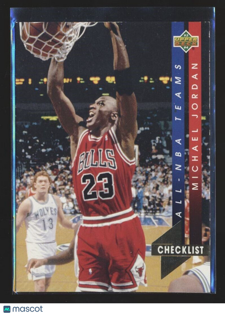 1992-93 UPPER DECK ALL NBA TEAM CHECKLIST MICHAEL JORDAN BULLS