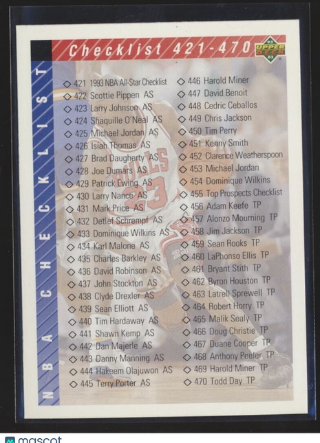 1992-93 UPPER DECK CHECKLIST #420 MICHAEL JORDAN BULLS