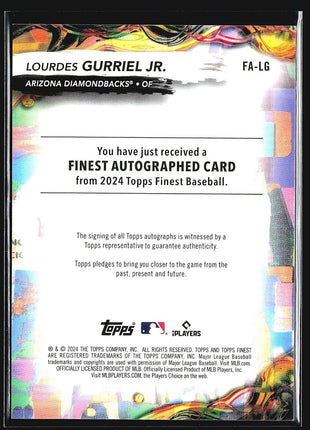 2024 Topps Finest Blue Finest Autographs #FA-LG Lourdes Gurriel Jr. (AU) /150