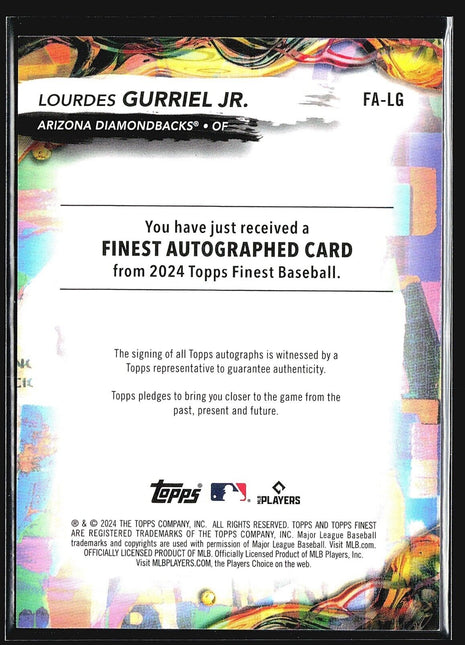 2024 Topps Finest Blue Finest Autographs #FA-LG Lourdes Gurriel Jr. (AU) /150