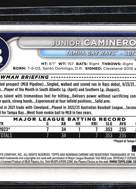2024 Bowman Chrome Rc Mojo #20 Junior Caminero (RC)