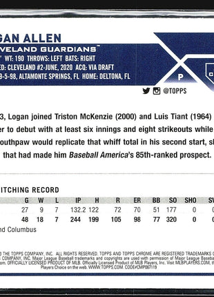 2023 Topps Chrome Update Series - #USC186 Logan Allen (RC) Refractor