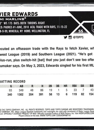 2023 Topps CHrome Update Series - #US296 Xavier Edwards (RC) Refractor