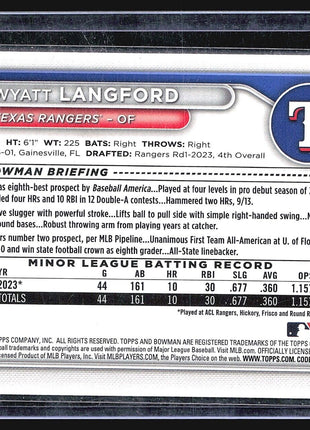 2024 Bowman - Prospects #BP-64 Wyatt Langford (RC) Green /99