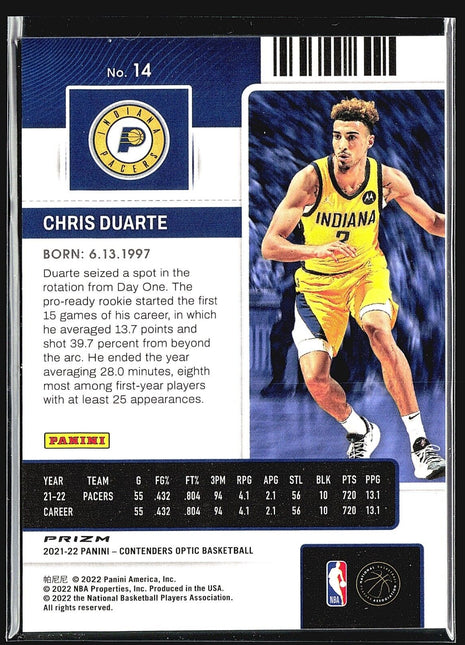 2021-22 Panini Contenders Optic - Rookies #14 Chris Duarte (RC)