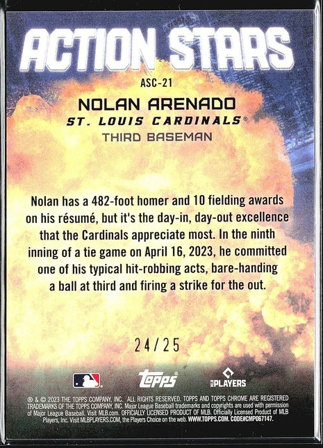 2023 Topps Chrome Update Series - Action Stars #ASC-21 Nolan Arenado Orange /25
