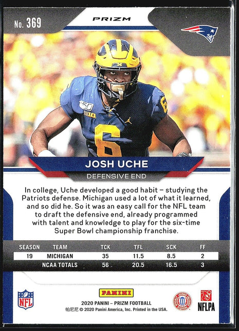 2020 Panini Prizm - Rookie No Huddle Prizm #369 Josh Uche (RC)
