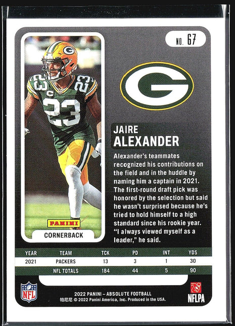 2022 Panini Absolute Silver #67 Jaire Alexander