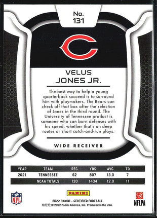 2022 Panini Certified - Rookies #131 Velus Jones Jr. /325 (RC)