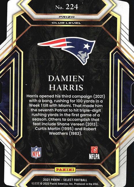 2021 Panini Select - Club Level Silver Prizm #224 Damien Harris