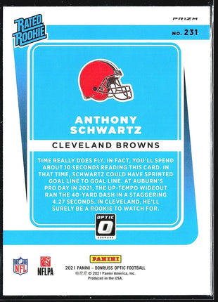 2021 Panini Optic Holo Rated Rookie Anthony Schwartz #231