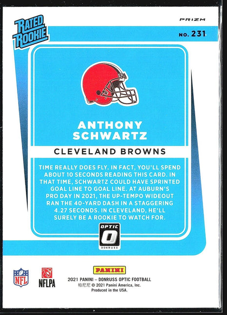 2021 Panini Optic Holo Rated Rookie Anthony Schwartz #231