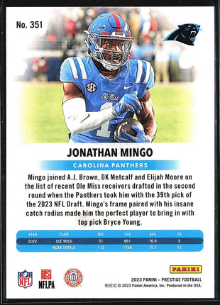 2023 Panini Prestige - Rookies #351 Jonathan Mingo (RC)