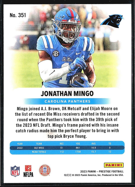 2023 Panini Prestige - Rookies #351 Jonathan Mingo (RC)