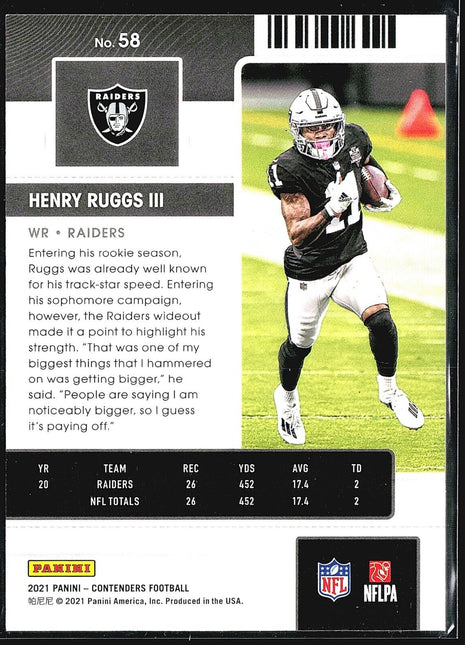 2021 Panini Contenders - #58 Henry Ruggs III Season Ticket /199
