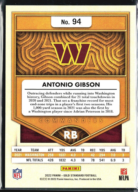 2022 Panini Gold Standard - #94 Antonio Gibson /99