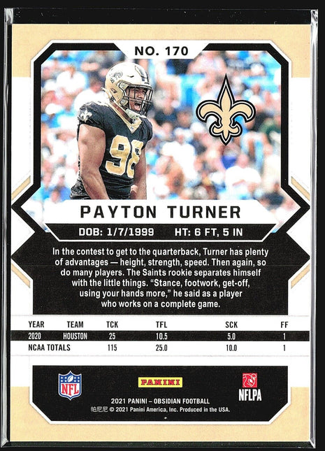 2021 Panini Obsidian - Rookies #170 Payton Turner (RC)