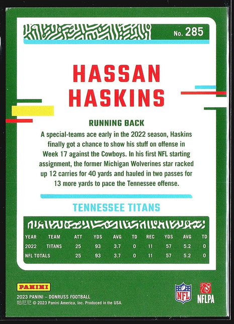 2023 Panini Donruss Gold Press Proof /50 Hassan Haskins #285