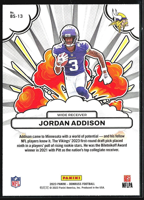 2023 Donruss Bomb Squad Jordan Addison #BS-13