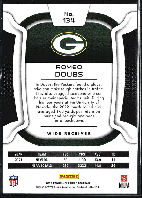 2022 Panini Certified Romeo Doubs Rc #134 /399