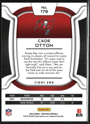 2022 Panini Certified - Rookies Mirror Orange #179 Cade Otton /149 (RC)