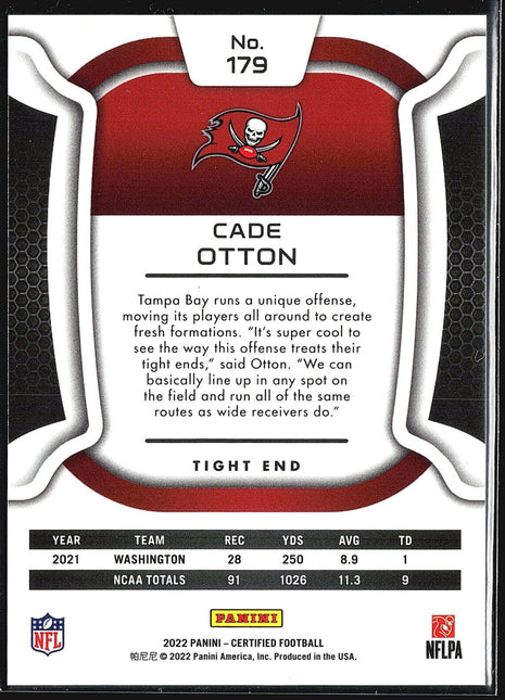 2022 Panini Certified - Rookies Mirror Orange #179 Cade Otton /149 (RC)