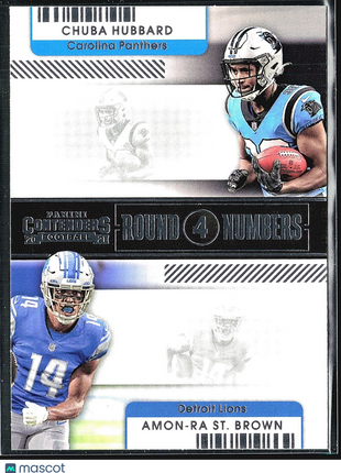2021 Panini Contenders Round Numbers Amon-Ra St. Brown Chuba Hubbard (RC)
