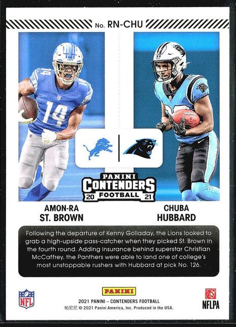 2021 Panini Contenders Round Numbers Amon-Ra St. Brown Chuba Hubbard (RC)