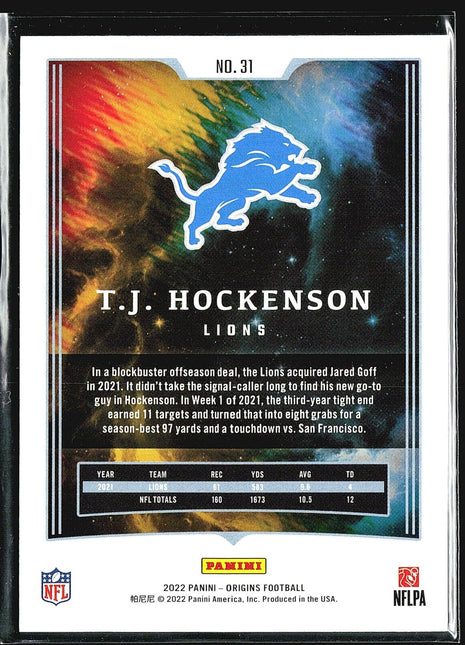 2022 Panini Origins - Orange #31 T.J. Hockenson /299
