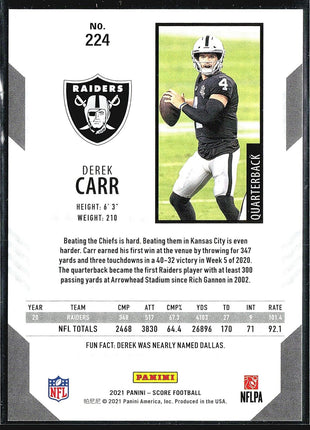 2021 Score Showcase #224 Derek Carr /100