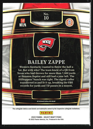 2022 Panini Select Draft Picks Rc Bailey Zappe #10