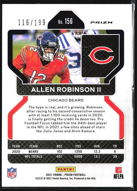 2021 Panini Prizm - Blue Wave Prizm #156 Allen Robinson /199