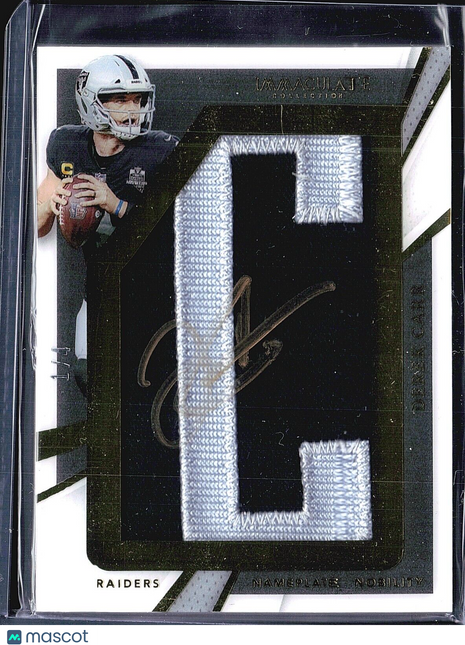 2021 Derek Carr Immaculate Nameplate Nobility Letter Patch Auto /4