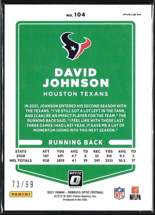 2021 Panini Optic Red David Johnson #104 /99