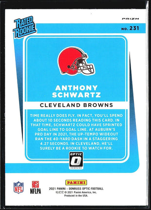 2021 Donruss Optic Blue Scope Rated Rookie Anthony Schwartz #231