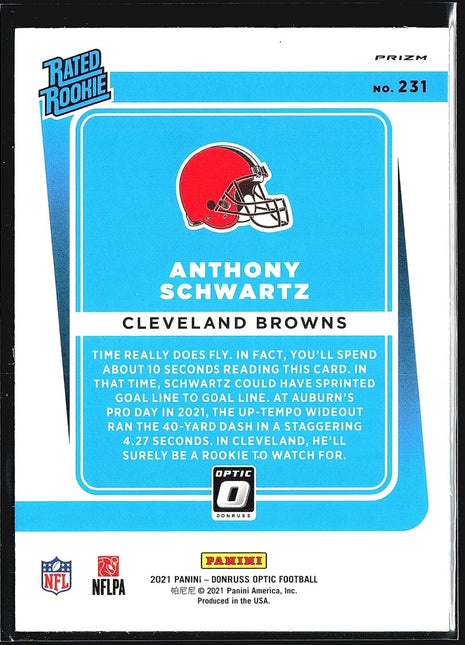 2021 Donruss Optic Blue Scope Rated Rookie Anthony Schwartz #231