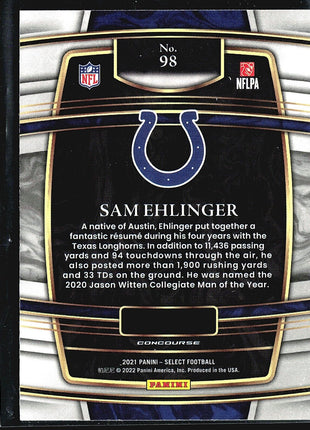 2021 Panini Select - Concourse #98 Sam Ehlinger (RC)