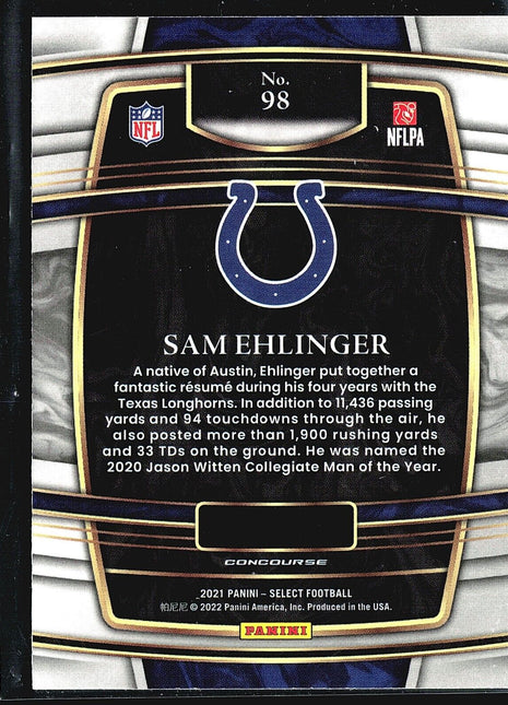 2021 Panini Select - Concourse #98 Sam Ehlinger (RC)