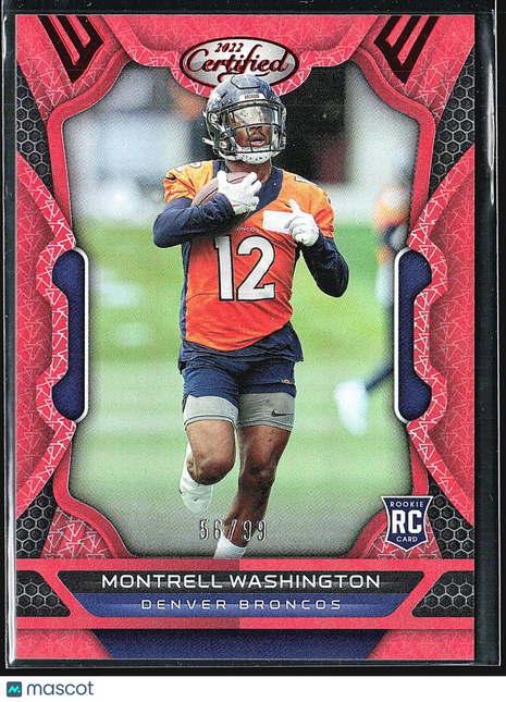 2022 Panini Certified Red Rookies #196 Montrell Washington /99 (RC)