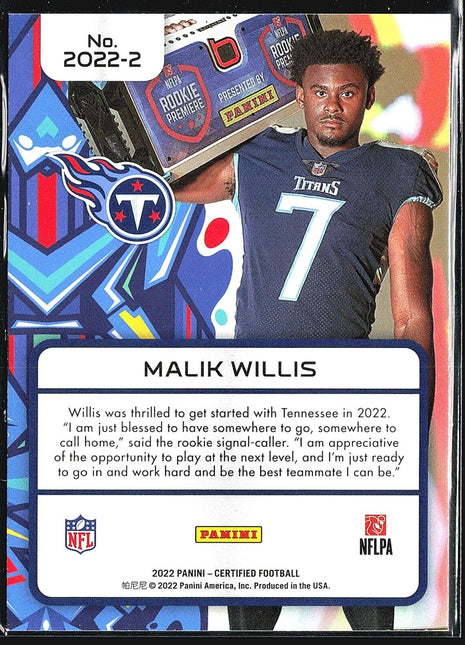 2022 Panini Certified - 2022 #2022-2 Malik Willis (RC)